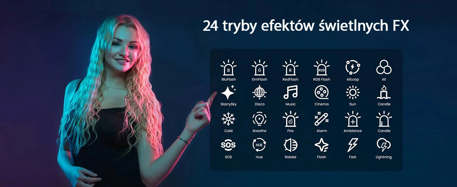 24 tryby sceniczne i kreatywne efekty